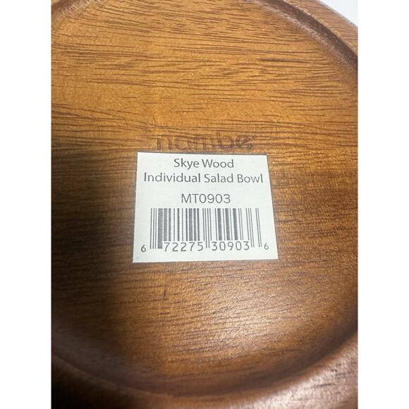 Nambe Skye Wood Individual Salad Bowl Acacia Wood 9"D x 2"H NEW - Picture 5 of 6